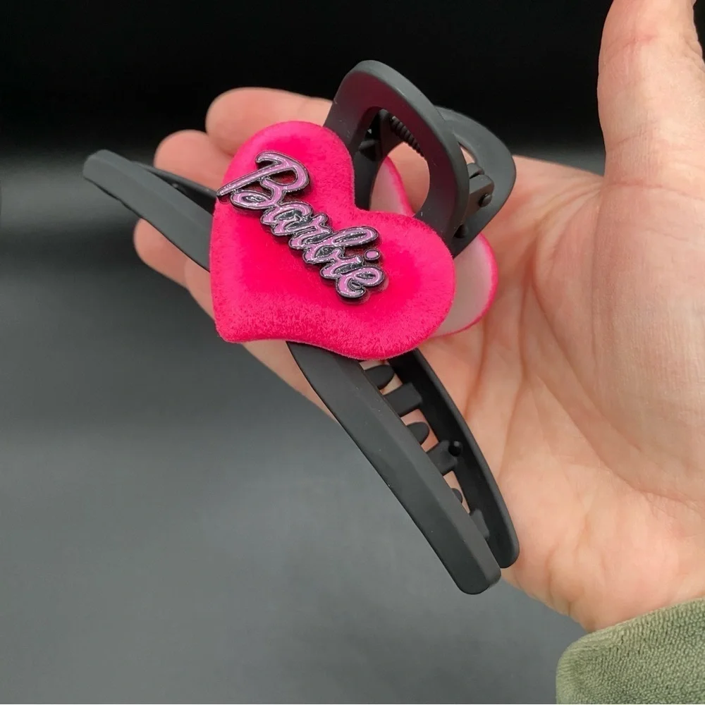 Barbie Black Matte and Hot Pink 5in Hair Claw Clip- NWOT